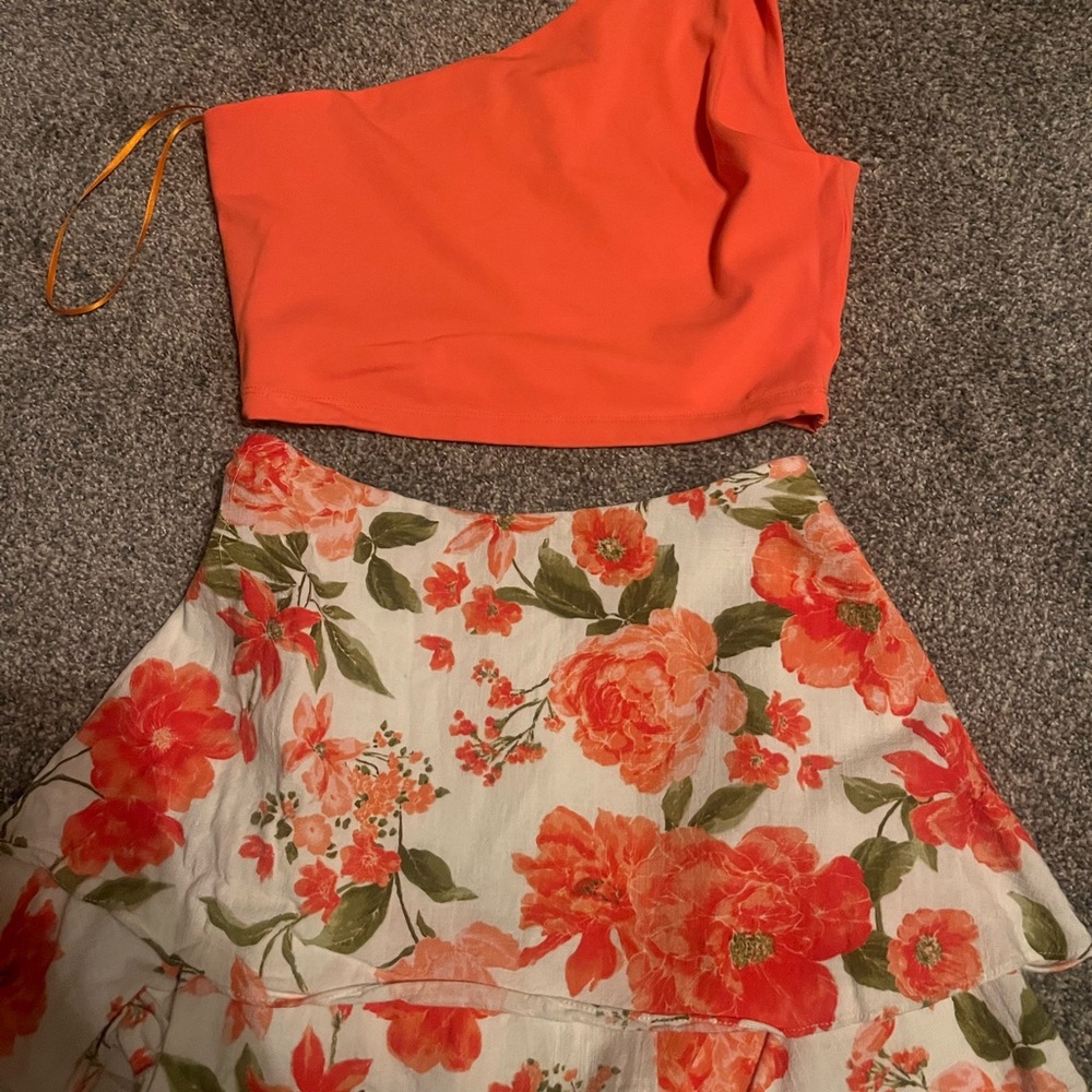 DO+BE Floral Orange and Green Dress
